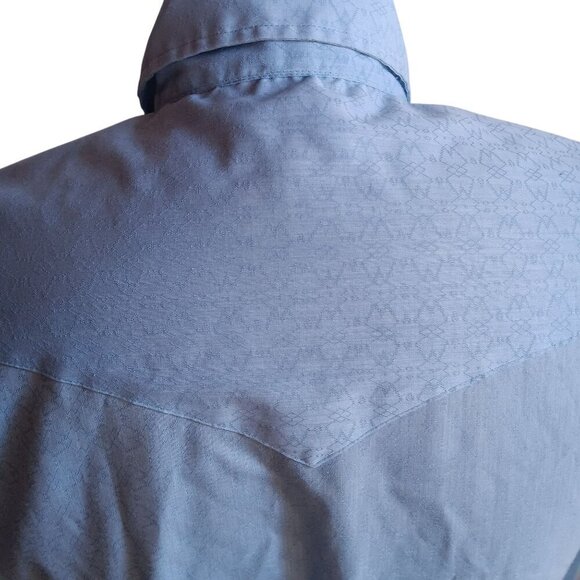 Vintage 1980s Blue Western Shirt Mens Large Texas Mesquite USA Snapper Indy - Picture 4 of 7
